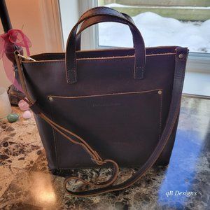 Portland Leather Medium Crossbody Tote w/Zipper, Grizzly
